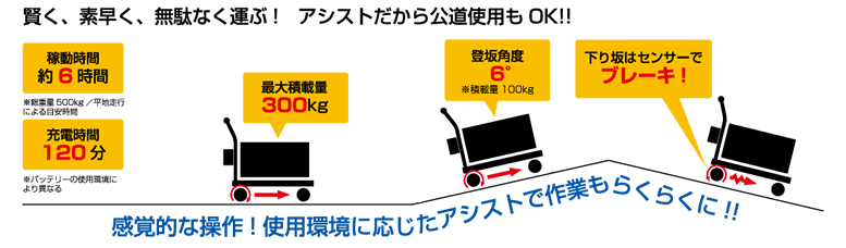 賢く、素早く、無駄なく運ぶ!　アシストだから公道使用もOK!!